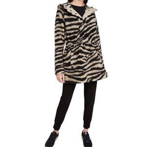 Varley Whitfield Sherpa Oversized Black Cream Zebra Hoodie Pullover XS S